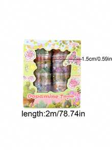 12 Rolls/Box Floral And Plant Pattern Transparent Tape Set, Creative Gold-Foil Pattern Fashion Masking Tape, Used For Envelope Cards And Gift Box Packaging Decoration, Scrapbook Decoration - Multicolor - View 3