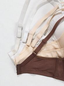 5pcs/Set Minimalist Underwire Bra, Comfortable Breathable Seamless Lingerie, Basic Style, Multiple Colors Available, Suitable For Daily Wear, Home And Office - Multicolor - View 8