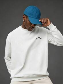 Camvyn Sudadera casual de cuello redondo con estampado gráfico, de manga larga y versátil para hombre, para el otoño - Blanco - Ver 1