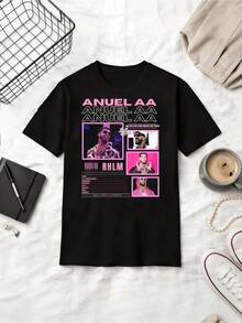 Puerto Rican Rapper  Pink & Black Y2K Retro Style Cotton T-Shirt - Black - View 6