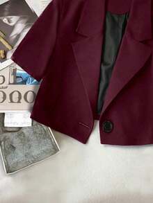 Chaqueta corta casual y de oficina para mujer - Burdeos - Ver 5