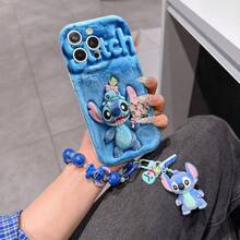 Disney Has Authorized, Phone Case - Chain Set, The Stitch Lilo & Stitch 3D Phone Case Plus A Silicone 3D Stitch Bracelet With Metallic Ring Removable Bracelet, Stitch And Angel Pattern, Compatible With Iphone17/16/15/14/13/12/11/XS/XR/X Plus Pro Max, A Stylish Cartoon Phone Case, The Perfect Gift Choice, Phone Protection, Durable Phone Cover, Great Gift For Friends And Family. - 白色 - 查看 6