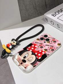 This Disney Mickey Mouse Lanyard Phone Case Is Fully Covered In TPU Material. It's Shockproof, Lightweight, And Compatible With IPhone17/16/11/13/15/15 Plus/15 Pro/15 Pro Max/12/14 Pro Max/11 Pro Max/12 Pro/12 Pro Max/13. This Phone Case Makes A Popular Birthday Gift Or Business Gift; It's Durable, Stain- And Fingerprint Resistant, And Suitable For Both Men And Women. The Set Also Includes A Mickey Mouse Phone Case And A Mickey Mouse Plush Bracelet. It's A Perfect Gift For Friends And Family. This Stylish Phone Case Is Fun, Lightweight, And Durable. IPhone17 Pro Max Phone Case, Minnie Mouse Phone Case. - trắng - Xem 5