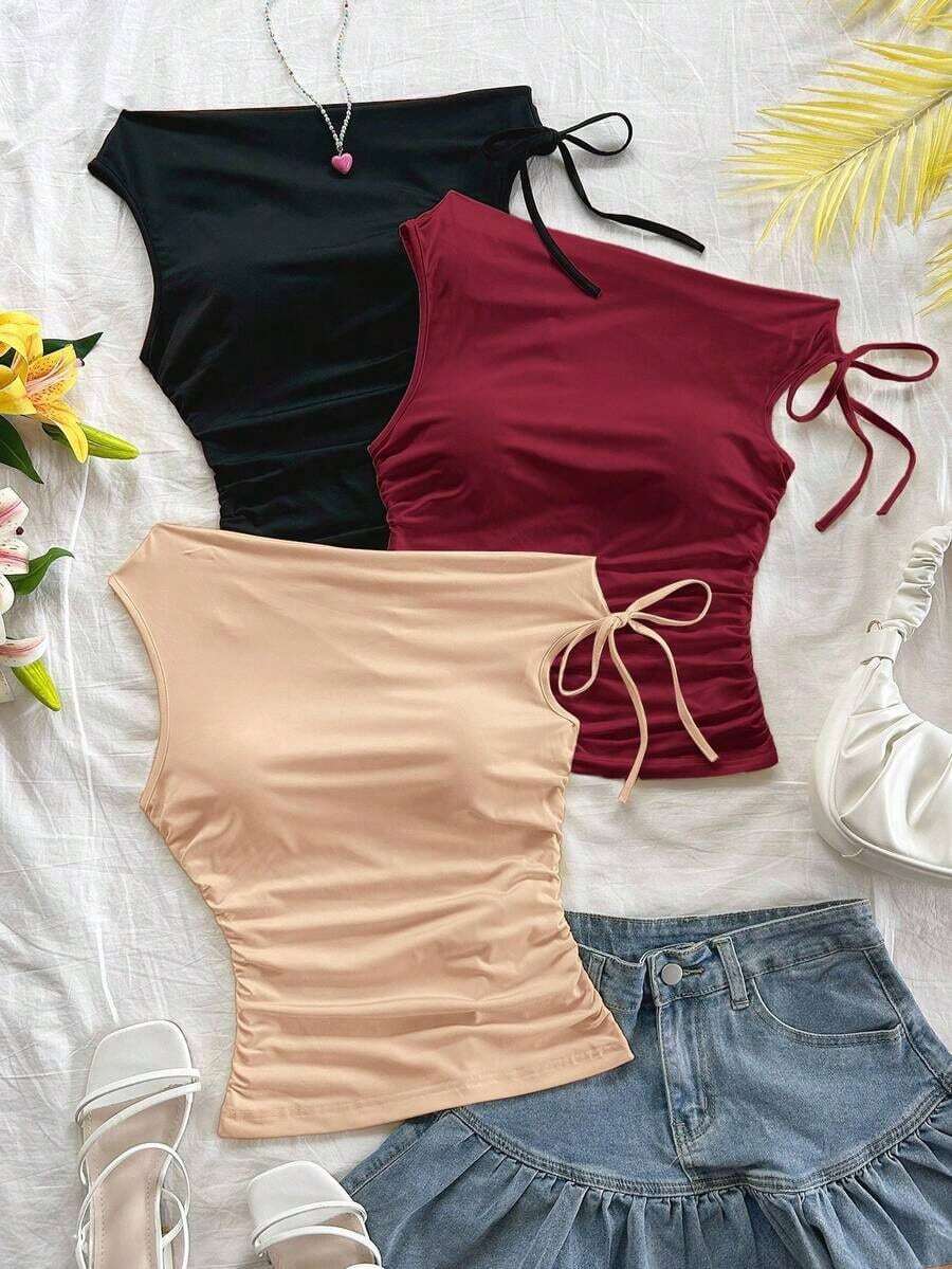 Vestido casual de playa, boda, graduación, brunch, Día de San Patricio, primavera, verano, con hombros con volantes, sin mangas, de punto, en color amarillo crema, elegante, con estilo bohemio y tropical - Multicolor 2 - Ver 1
