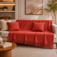 Giant Decorative Cotton Sofa Throw 3.00 X 1.80 - Coral Pink - View 1