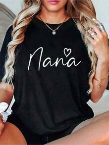 2026NanaRegalosParaMujeresAbuelaCorazónDía de la MadreDíaNanaCamisetaInformalCortoMangaCamisa-MujeresInformalCortoMangaTripulaciónCuelloCamisetaParaPrimavera&Verano-Cómodo,RelajadoAjusteImpresoGráficoTeeParaDeporteAmantesRedondoCuelloCortoMangaTejerPoliésterTee,A la modaForDailyDesgasteSuelto100%AlgodónCamiseta-VintageCalleEstiloUnisexoSueltoAlgodónCortoMangaTripulaciónCuelloCamiseta 100% algodón puro - Negro - Ver 1