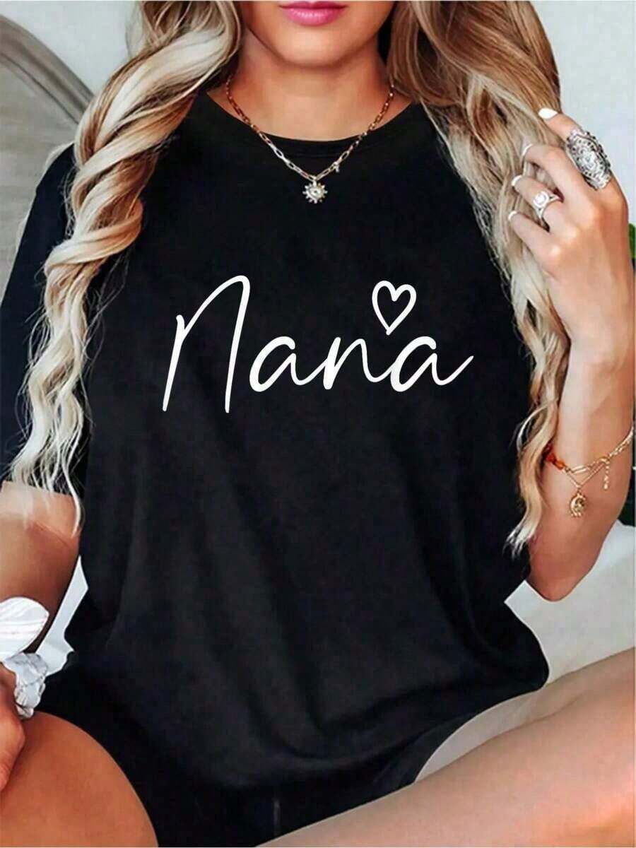 2026NanaRegalosParaMujeresAbuelaCorazónDía de la MadreDíaNanaCamisetaInformalCortoMangaCamisa-MujeresInformalCortoMangaTripulaciónCuelloCamisetaParaPrimavera&Verano-Cómodo,RelajadoAjusteImpresoGráficoTeeParaDeporteAmantesRedondoCuelloCortoMangaTejerPoliésterTee,A la modaForDailyDesgasteSuelto100%AlgodónCamiseta-VintageCalleEstiloUnisexoSueltoAlgodónCortoMangaTripulaciónCuelloCamiseta 100% algodón puro - Negro - Ver 1