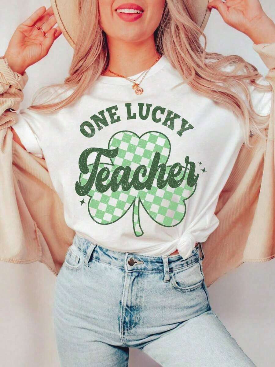 Camiseta de Maestro para el Día de San Patricio, Camiseta de Maestro de Preescolar de San Patricio, Camiseta de Maestro Retro, Camiseta de Maestro Afortunado, Traje de Maestro de San Patricio, Camiseta de Maestro 100% algodón - Blanco - Ver 1