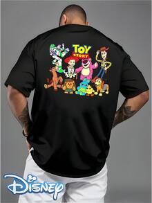 DISNEY Men's Toy Story T-Shirt - Officially Licensed Woody & Buzz Lightyear Tee With All Characters Print, Round Neck Short-Sleeve Shirt Suitable For Casual Wear, Machine Washable For, Nostalgic Gift For Fans - 黑色 - 查看 3
