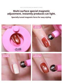 BAOSHIMAN Automatic Glass Bead Cat Eye Nail Art Tool, Strong Magnetic Cat Eye Nail Gel Magnet For Beginners, Cat Eye Gel Nail Magnet Tool, Wide, French Cat Eye, Square & Round Magnets For Various Cat Eye Effects - Multicolor - View 3