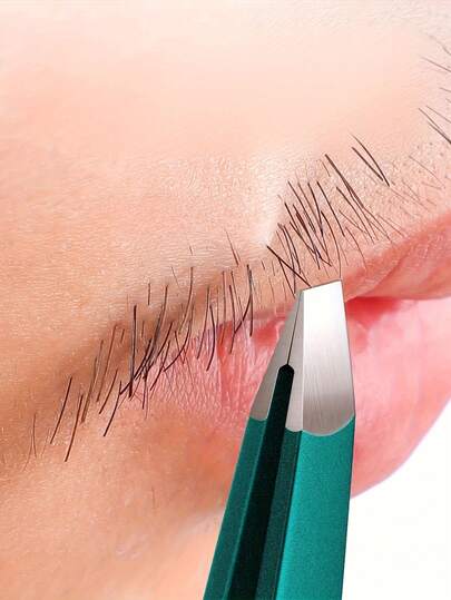 1pc High-Precision Flat-Tip Tweezers, Ultra-Thin Flat Head, Suitable For Beard And Eyebrows, Eyelash Extensions, Unisex, Easy To Grip, Non-Slip Handle, Portable, Suitable For Salon And Home Hair Removal, A Beauty Essential, Eyebrow Shaping, Streamlined Design, Hair Removal Tool