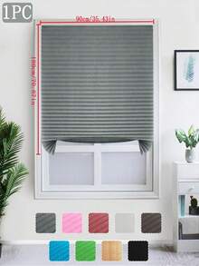 1pc Solid Color Semi-Sheer Pleated Curtain, Lightweight Pleated Curtain With No Drill Holes, Semi-Transparent Solid Color Pleated Curtain, Temporary Blackout Curtain, Adhesive Pleated Curtain, Easy To Cut And Install, Classic Minimalist Design, Suitable For Study, Living Room, Bedroom, Bathroom And Other Windows - Multicolor - View 37
