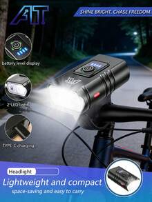 Plastic Bicycle Front Light Outdoor Cycling Sports Bike Light Floodlight Spotlight Portable USB Rechargeable Bicycle Light USB Rechargeable Strong Light Flashlight Cycling Accessories Night Riding Battery Display Mountain Bike Universal - Multicolor - View 1