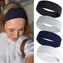 4 paquetes de diademas para correr de mujer, diademas de unicolor, absorbentes de sudor y antideslizantes para deportes - Multicolor - Ver 6