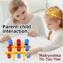 1pc Classic Red & Blue Matryoshka Tic Tac Toe Children's Educational Toy, 3+ Years Interactive Matryoshka Tic Tac Toe Set, Fun Big & Small Eating Game, Develop Thinking Two-Player Tabletop Game - Multicolor - View 7