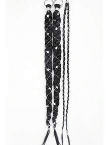 2 Packs 24 Inch Y2K Style Synthetic Braiding Hair Extensions With Silver Star Decor, Soft Colorful Festival Cosplay Party Hairstyle For Women & Girls - Multicolor - View 8