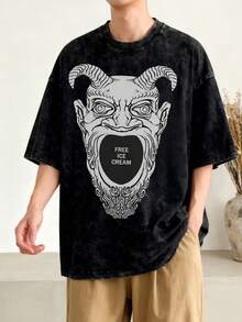 Camiseta Horror Tomb, ropa linda para entusiastas de los deportes, camiseta de anime de moda para hombre, camiseta de fitness, camiseta estampada, tops y ropa unisex, moda retro, cuello redondo, ropa de verano estampada, negro lavado. - Negro - Ver 7