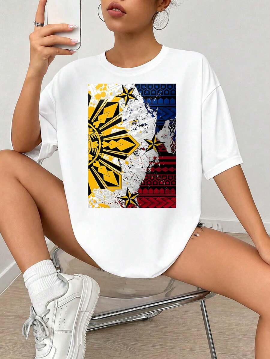 Filipinas Impresión de arte Fl-ag, Diseño de salpicaduras Grunge con sol y estrellas dorados, Paleta de colores Bold Blue Red Yellow White, Decoración de pared patriótica para Home.jpgRegalos personalizados: Camisetas para mujer con estilos que van desde lo moderno, hippie, casual y minimalista. Ropa masculina personalizada única, armarios cápsula y prendas básicas/urbanas para hombre. Regalos ideales para novios, familiares y amigos, adecuados para cumpleaños, vacaciones, colegio/competiciones, deportes/escalada y más, así como para la moda de otoño y eventos urbanos. Blanco verano.