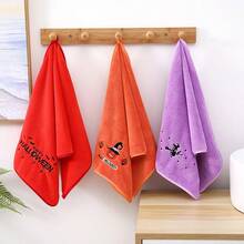 3-Piece Halloween Themed Towel Set - Ultra Soft Coral Fleece, Witch And Pumpkin Design, Including Hand Towel, Face Towel And Bath Towel - Super Absorbent, Versatile For Home Decor, Halloween Decoration - Multicolor - View 7