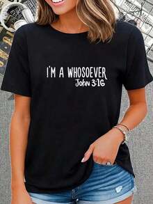 Casual T-Shirt 100% Cotton, I Am Whoever I Am, John 3:16, God, Jesus, Christian, For Men And Women, T-Shirt - 黑色 - 查看 5