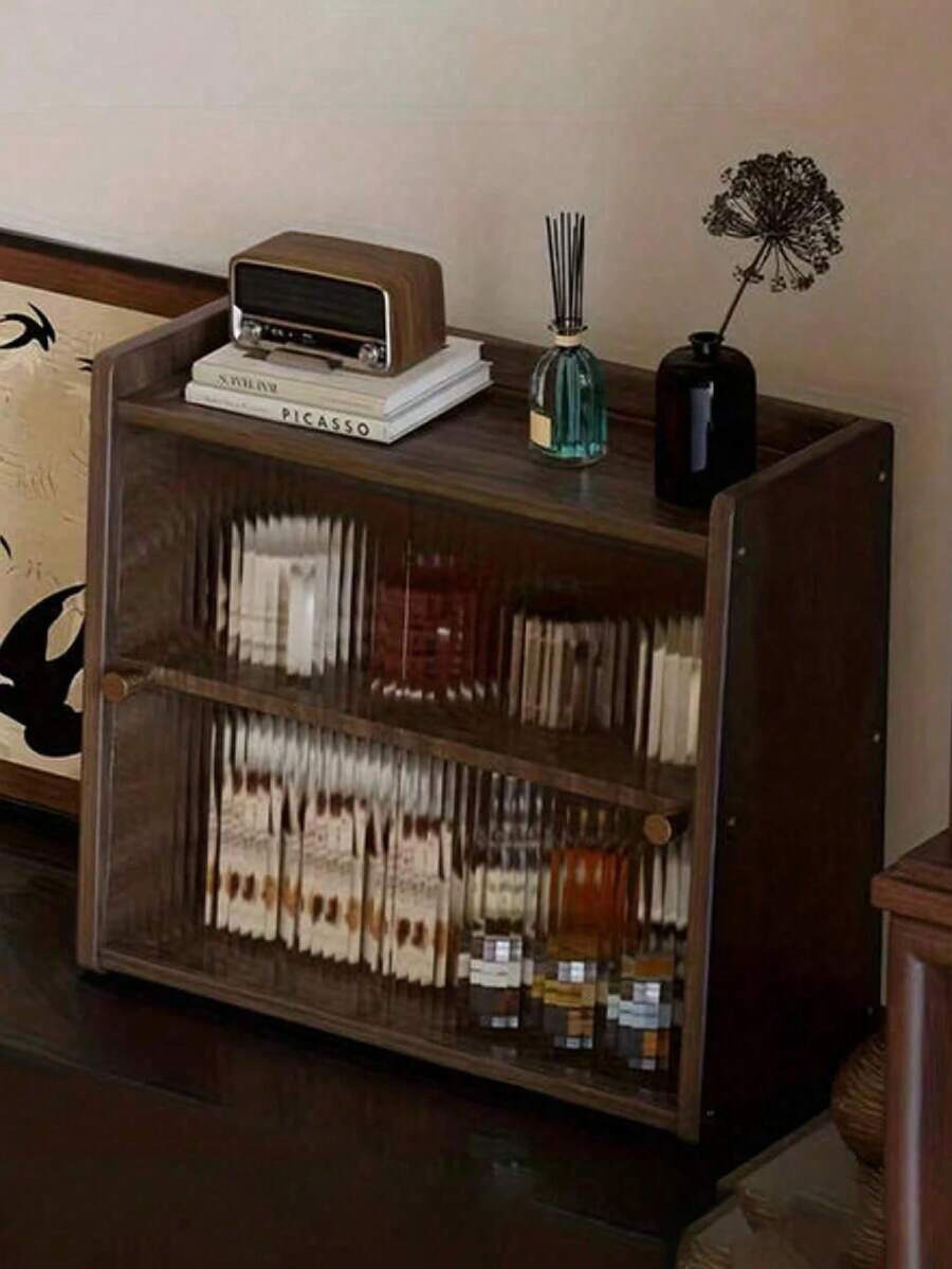 1pc Walnut Colored Storage Cabinet Partition And Layered Storage Changhong Acrylic Effect Suitable For Storing Household Items Such As Miscellaneous Items, Water Bottles, Cosmetics, Etc