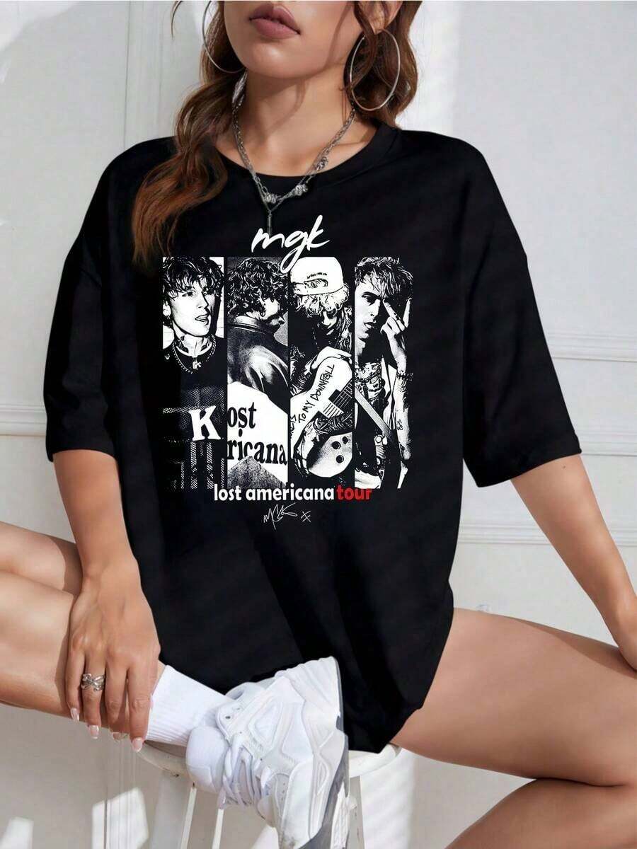 Camiseta Unisex con Estampado de Rock Retro, Cuello Redondo, Manga Corta, Diseño Casual, Ideal para Fans de la Música - Blanco - Ver 1