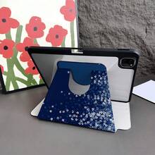 Flower A Blue Ombre Floral Print 360° Rotatable Tablet Case With Pen Holder Compatible With Ipad 11(A16 2025), Auto Sleep/Wake Function/Compatible With Xiaomi5/5PRO/6/6PRO/7/7PRO, Compatible With Huawei Matepad, Compatible With Honor Pad - Multicolor - View 6