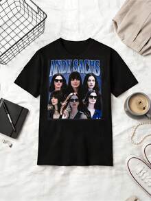 Anne Hathaway som Andy Sachs i retro 90-talsstil vintage Rap Tee-tröja - Svart - Visa 1