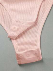Elegante body de punto blanco con cuello vuelto y media cremallera, body de mujer para primavera/verano, ideal para vacaciones y playa - Rosa - Ver 5