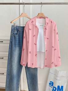Camiseta holgada de manga larga de unicolor con un solo pecho para mujer - Multicolor 5 - Ver 3