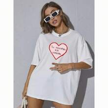 Camiseta de manga corta para mujer, de algodón, estilo retro americano, holgada, versátil, casual, moderna y personalizada. - Blanco - Ver 5