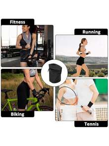 2 pièces Serre-poignets respirants pour hommes avec poche zippée - Bandes athlétiques absorbant la transpiration et évacuant l'humidité pour la course, le cyclisme, la salle de gym, porte-cartes sécurisé et accessoires essentiels mains libres, accessoires de fitness, accessoire de gym, sangle de confort réglable - Noir - Voir 7