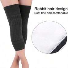 1 paire de genouillères unisexes chaudes, avec doublure isolée douce, isolation thermique, manchon de protection des jambes pour l'hiver - Multicolore - Voir 7