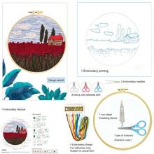 Embroidery Starter Kit - Mountain And Flower Landscape DIY Craft Set With Full Tools, For Beginners, Can Make Pillow, Wall Decor, Home Decoration, Zero-Based Video Tutorial - Multicolor - View 16