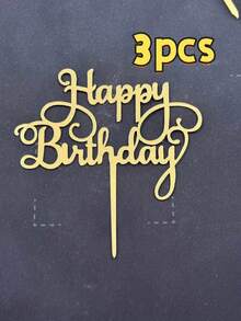 3pcs New Acrylic Happy Birthday Cake Side Decoration Cake Decorating Plug-In-Perfect For Decorating Your Party Cake And Dessert Table! Spring Gifts - StyleA - View 9