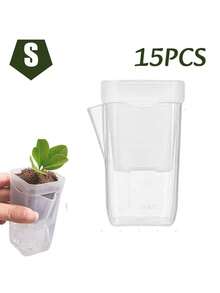 15Pcs Scale Self Watering Pots Watering Nursery Pot With Drainage, Holes Translucent Plastic Planters Mini Flower Seedlings Pot - Transparent - View 6