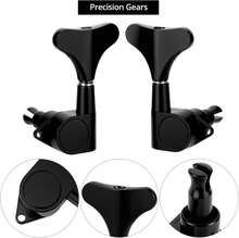 QWORK Guitar Bass Tuners - Metal Tuning Pegs Keys (2L + 2 R) - Ratio Headstock Sealed Machine Head - White - View 4