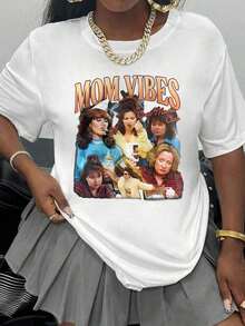 Cool Mom Club, Camisetas con Estampado Divertido para Mamás, Camisetas, Blusas de Algodón para Mujer, Camisas Casuales para Mujer, Camisetas para Mujer, Ropa de Otoño para Mujer, Top de Algodón Puro - Blanco - Ver 1