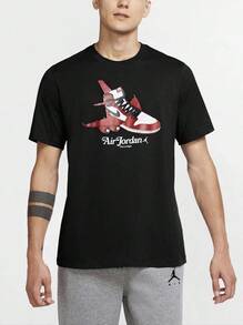 Nike Jordan Brand Men's Printed Comfortable Breathable Sweat-Absorbing Cotton Crew Neck Sporty Casual Short-Sleeve T-Shirt - Black - View 1
