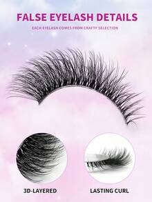 ENCHUW 7 Pairs Eyelashes Natural Look Wispy Cross Eye Lashes Clear Band Lashes 3D Fluffy Soft Lashes Makeup Extension False Eyelashes - Black - View 3