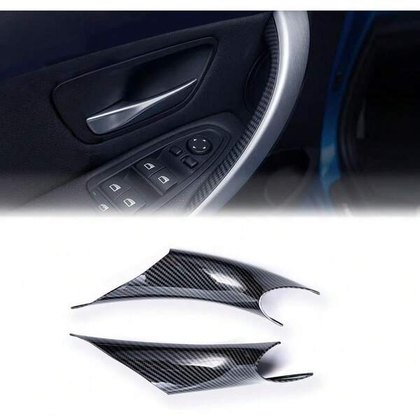 Ốp tay nắm cửa bên trong họa tiết sợi carbon cho BMW F30 F31 F34 F80 dòng 3 2012-2018, F32 F33 F36 F82 dòng 4 2014-2020, sửa chữa tay nắm cửa bên trong bị dính và chảy nhựa, 2 cái.