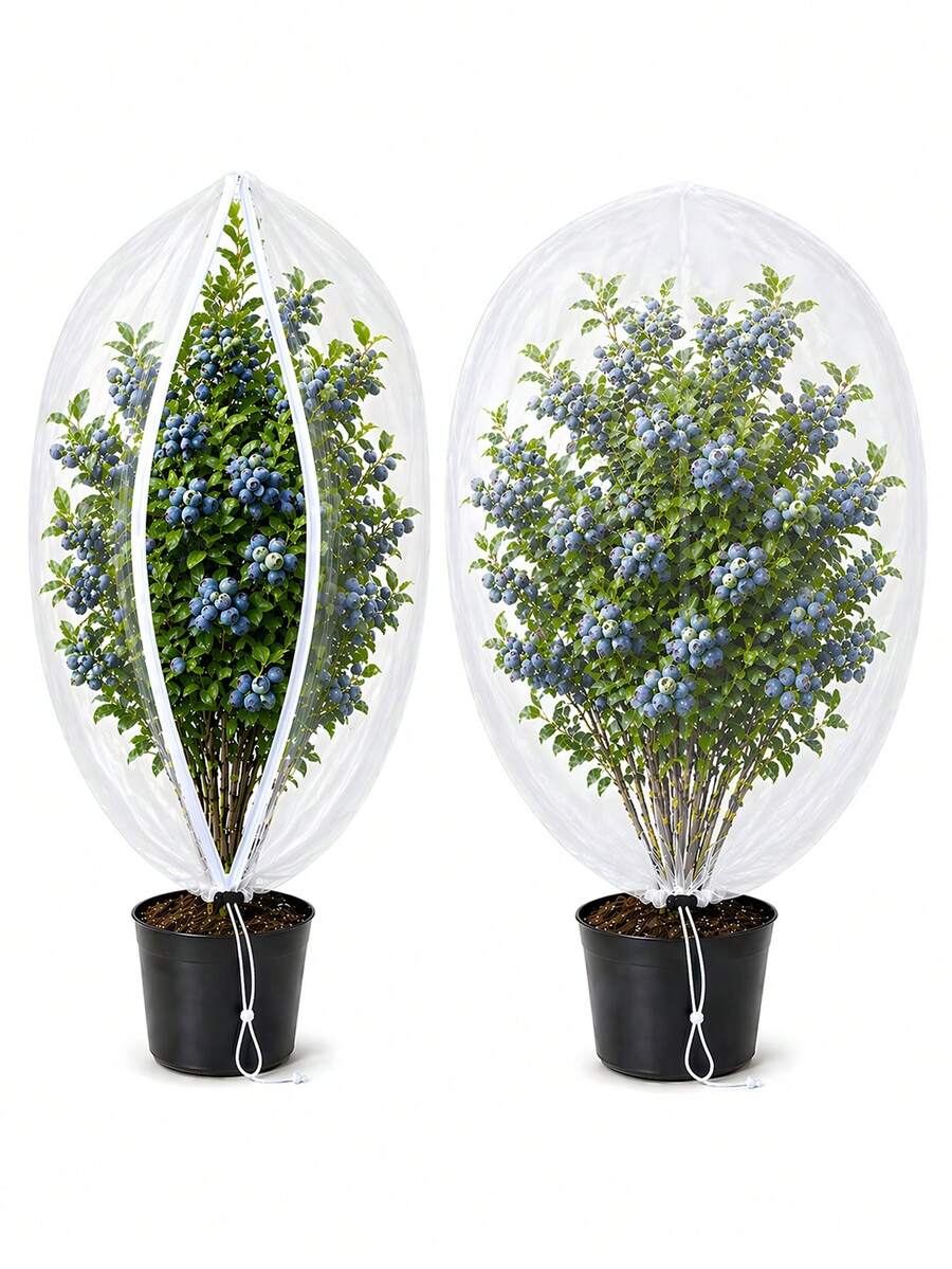 2pcs Fruit Tree Protection Net, With Zipper And Drawstring, Transparent Garden Anti-Bird & Insect Net Cover, Prevent Deer, Squirrel, Pest Damage For Plants And Flowers - Multicolor - View 1