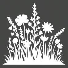 Flower Cluster Silhouette Sticker, Line Decoration Small Flower, Mini Line Flower Decoration Sticker, Suitable For Mirror Decoration, Car Decoration, Phone Case Decoration, Flower Silhouette Planted In The Soil - A - View 7