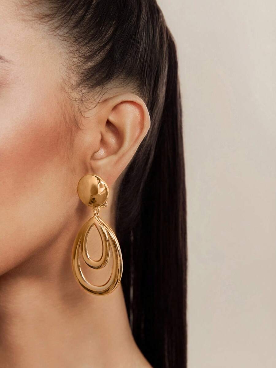 Altistry 1pair Water Drop Clip Fashion Simple Women Gift Party Ear Cuffs - Gold - View 1