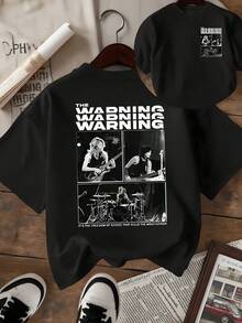 Graphics That Express The Energy Of Live Sound, The Power Of Freedom, And The Passion For Music, Showing Images Of A Band Playing With Intensity. Women's T-Shirt With A Modern And Comfortable Double Print - 黑色 - 查看 1
