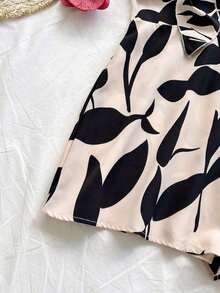 verano con estampado de silueta acuarelada para mujer, adecuado para vacaciones, cruceros, carnavales y resorts.Diseño con nudo delantero y espalda descubierta, corte holgado, ideal para fiestas, citas, San Valentín y para usar en capa - Multicolor - Ver 7