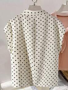 Camisa de mujer con diseño de cuello de corbata de lunares, primavera/verano - Albaricoque - Ver 2