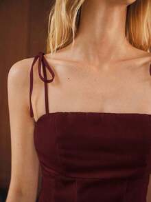 Camiseta sin mangas de verano para mujer, con un diseño de unicolor minimalista y cintura ceñida para una silueta favorecedora.Elegante pero sencilla, adecuada para ocasiones formales como conciertos y actuaciones, así como para un uso casual - Burdeos - Ver 7