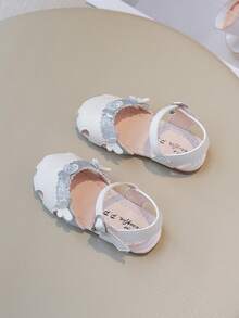 Nuevas sandalias de princesa con lazo dulce, sandalias planas suaves y cómodas para niños pequeños - Beis - Ver 6