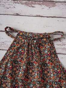 Parte superior informal de mujer con estampado floral diminuto, con espalda descubierta y lazo en el cuello, para verano - Crop tops para mujeres, ropa occidental para mujeres, tops lindos para salir, tops bohemios lindos de verano para m - Multicolor 3 - Ver 4